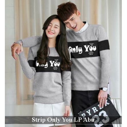 atasan SWEATER kapel bagus Kaos kapelan  HITS murah lengan panjang couple kembar pasangan STRIP ONLY