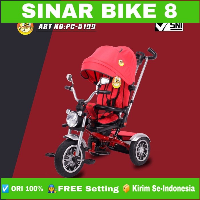 Sepeda Tricycle Anak Roda Tiga PACIFIC JR 5199 Model Motor Ban Karet