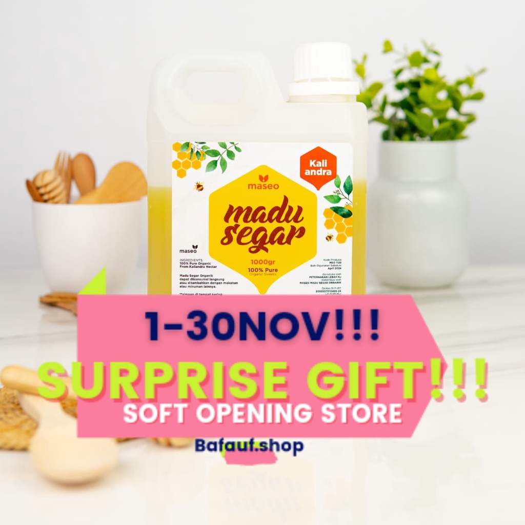 

Madu Murni Nektar Bunga 1KG Maseo Madu Asli Pure Honey Madu Segar Organik