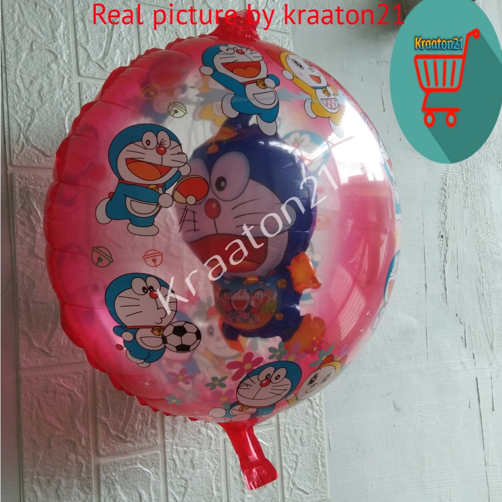 Balon karakter isi Doraemon / Balon Helium isi Doraeomon / Balon Gas Bulat Isi Doraemon