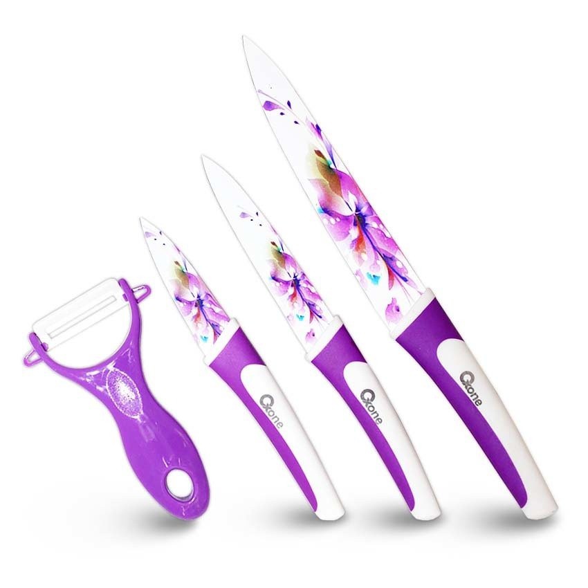 Oxone Ox-607 4Pcs Flower Knife Set - Ungu