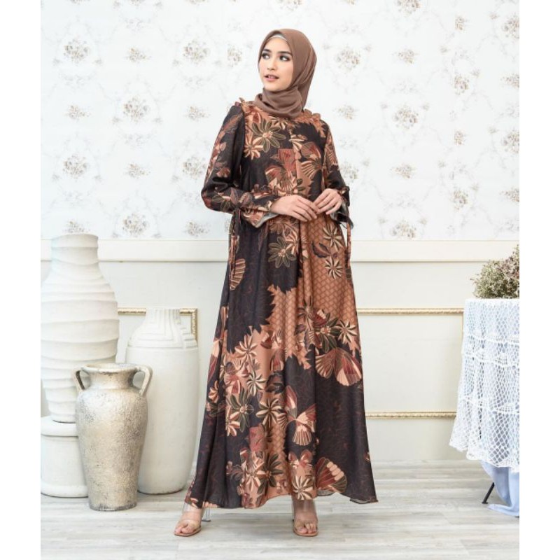 READY ALYSSA DRESS BURNT CINNAMON KLAMBY KUPU KUPU SERIES