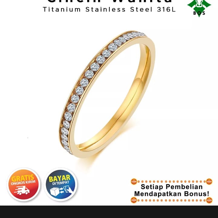 cincin wanita korea mewah berbahan titanium original