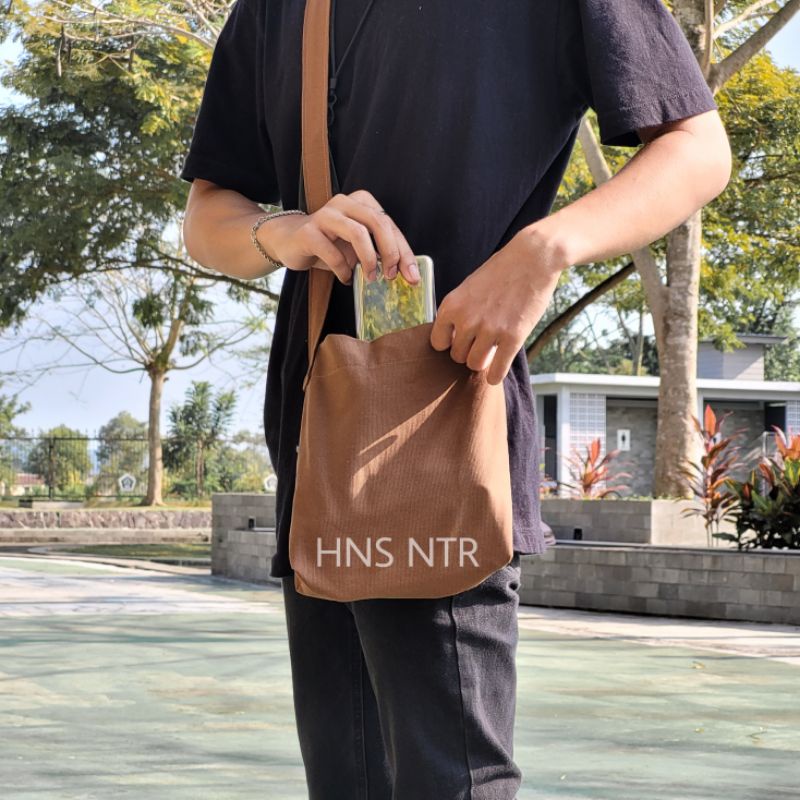 Tas selempang kanvas sling bag Tas hp medium