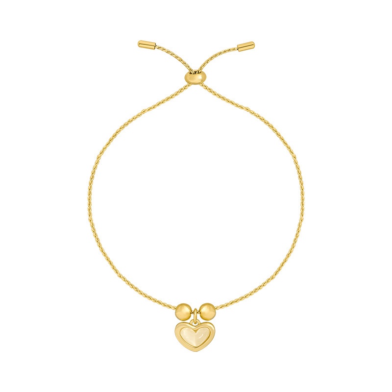 Gelang Tangan Adjustable Aksen Batu Opal Bentuk Hati Ala Korea Untuk Wanita