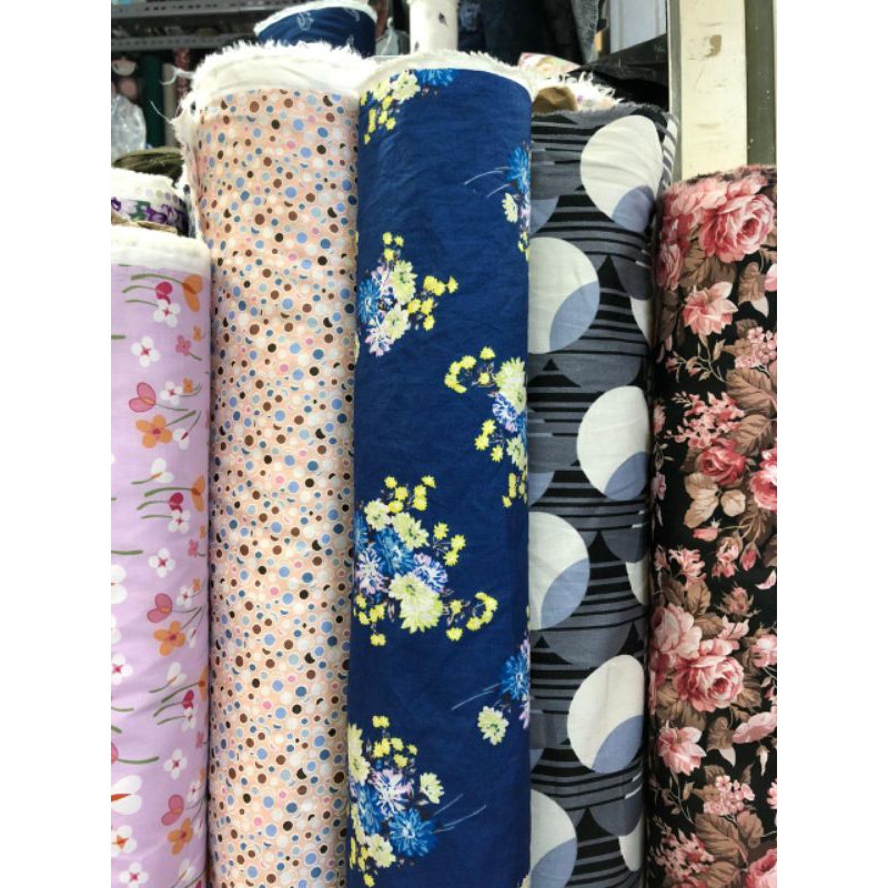 bahan kain katun jepang catoon catton japan desain motif bunga besar