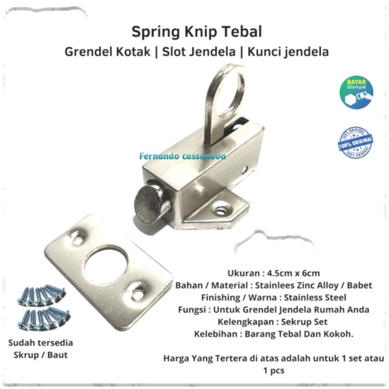 Spring Knife Grendel Slot kunci Jendel stainless slot kunci jendela