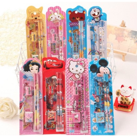 INFY -  S004 MINI STATIONERY SET ALAT TULIS SEKOLAH 5 in 1 KARAKTER LUCU