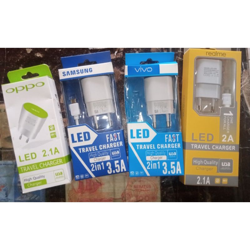 Charger hp LED usb berbagai merk/brand