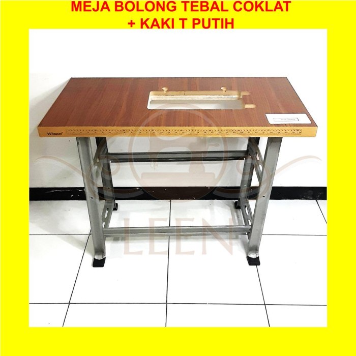 Set Meja Tebal + Kaki H Silver Mesin Butterfly Hitam Klasik Kecil LEEN