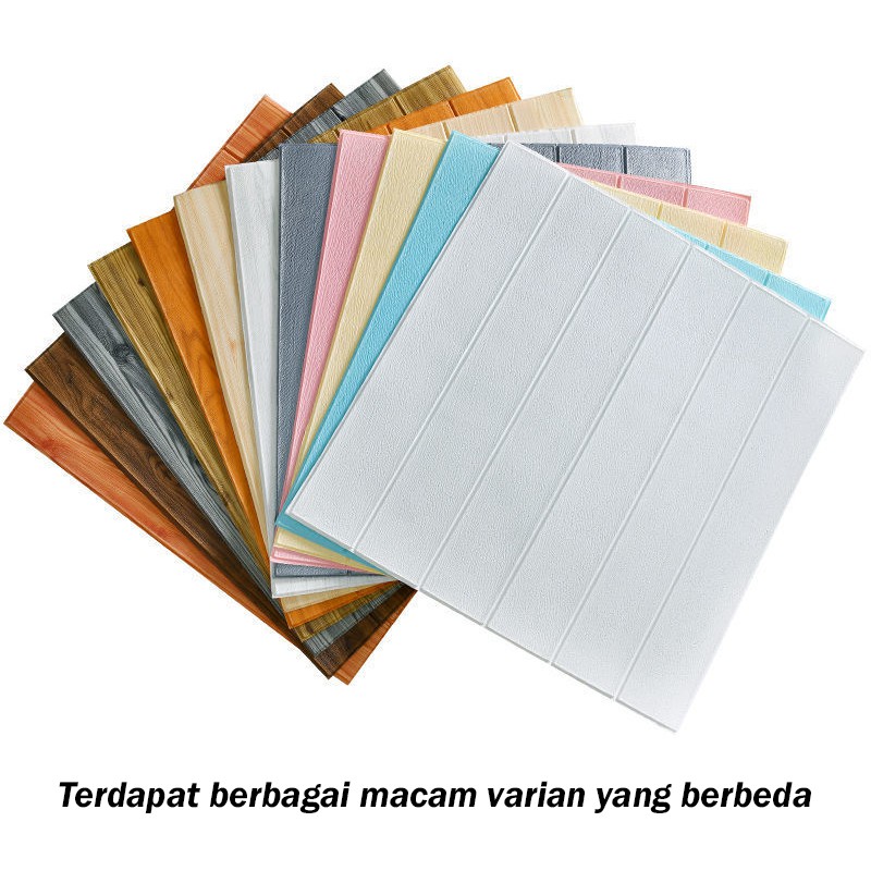 Wallpaper dinding 3d motif kayu wood foam Dekorasi Kamar murah 70x70cm-3