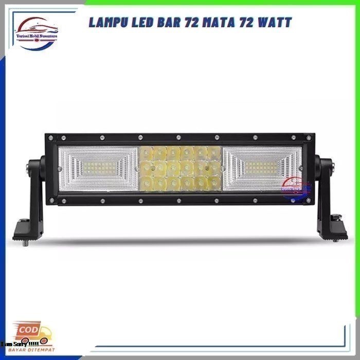 Lampu Led Bar Sorot Kabut Depan 72 Mata 72 Watt Variasi Mobil Truk 12-24 Volt