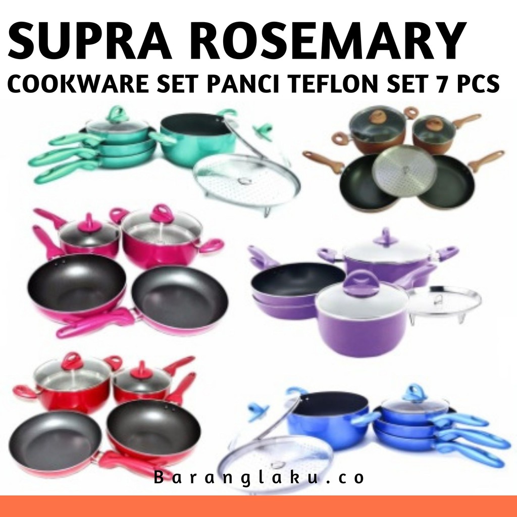 PANCI ORIGINAL SUPRA ROSEMARY COOKWARE PANCI TEFLON SET 7PCS MURAH / IYN-420ST