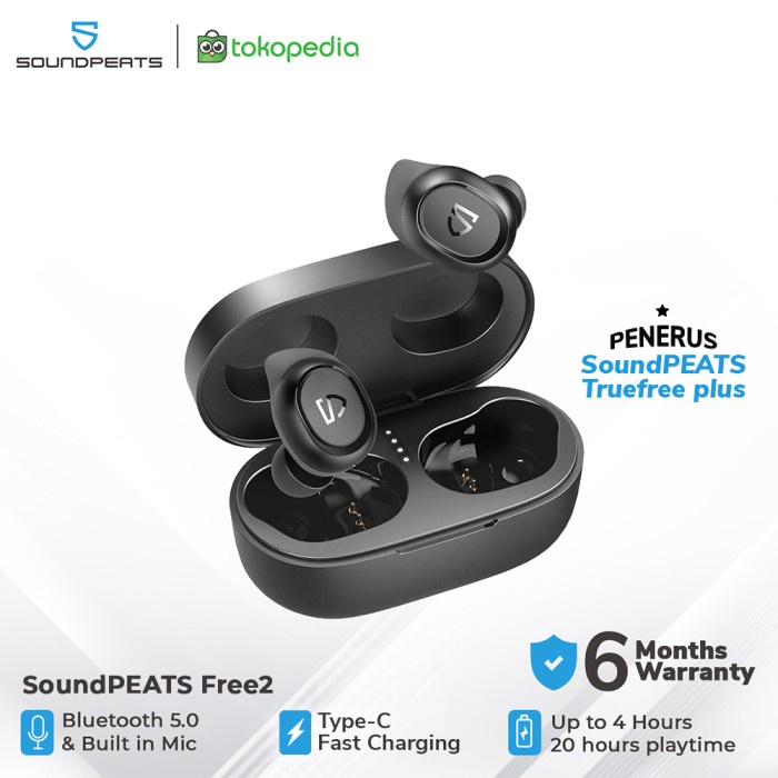 SOUNDPEATS TRUEFREE 2 TRUE WIRELESS EARBUDS - BLACK