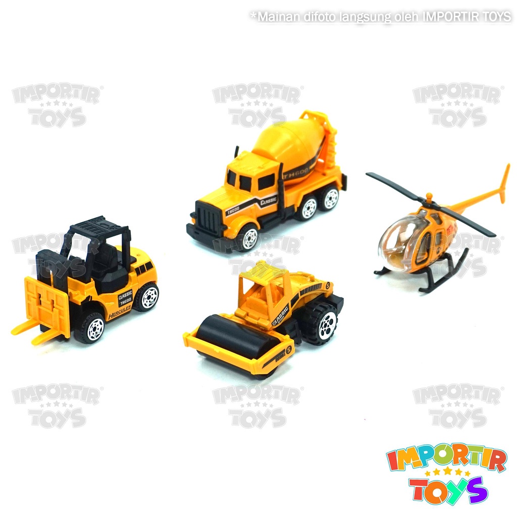 Mainan Set 4 Pcs Diecast Car Besi Mobil Alloy Engineer Mainan Anak