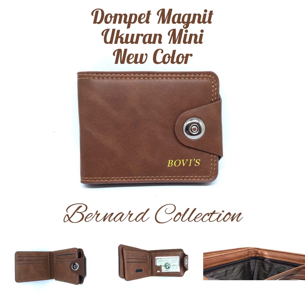 Dompet Pria Dompet Laki2 Dompet Kancing Magnit Bahan PU Leather