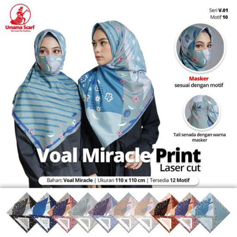 Umama VOAL MIRACLE MOTIF LASER CUT free Masker (PILIH MOTIF)