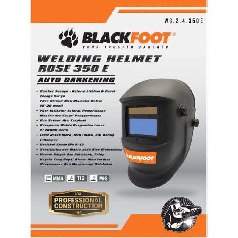 Topeng Kedok Las Otomatis / Welding Helmet Rose 350 E Auto Darkening BLACKFOOT