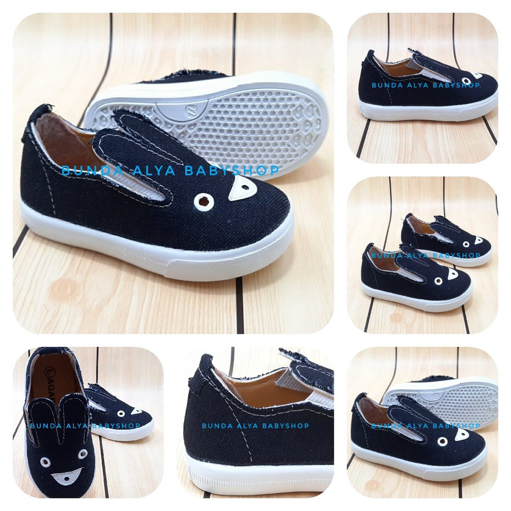 Sepatu Anak Jeans Usia 1 - 4 Tahun HITAM Sepatu Anak Cewek Cowok Jeans Denim Alas Karet Anti Licin Size 22 - 30