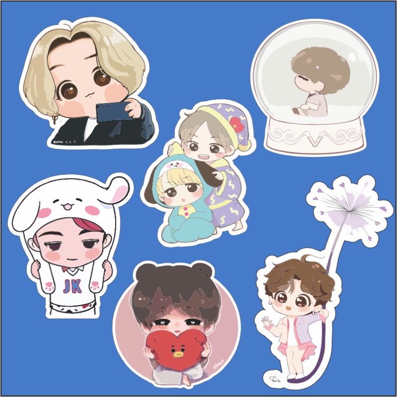 STICKER AESTHETIC KPOP - CHIBI BTS - UNCUTTING - LUCU - Vol. 1 - Stiker HP Keren