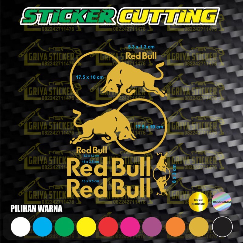 Sticker helm redbull set murah kyt tt course nfr stiker red bull cutting helm