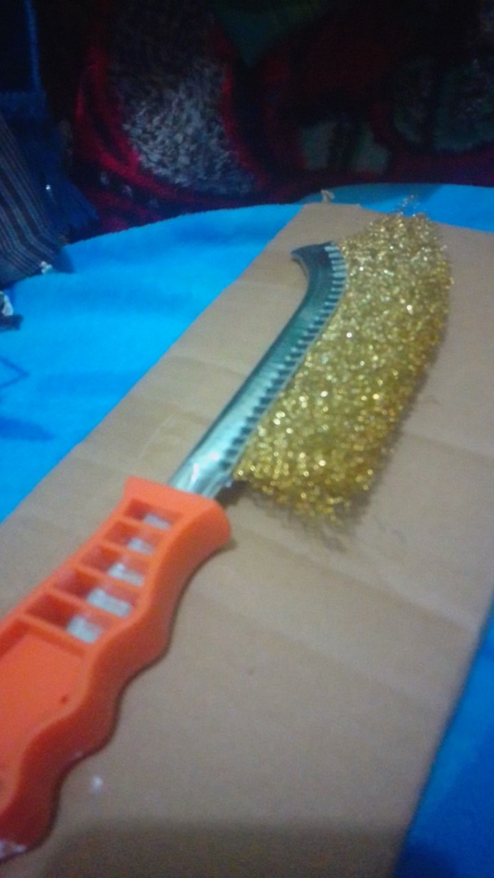 Sikat Las Baja Kuningan Sikat Kawat Golok Bengkok Gagang Plastik