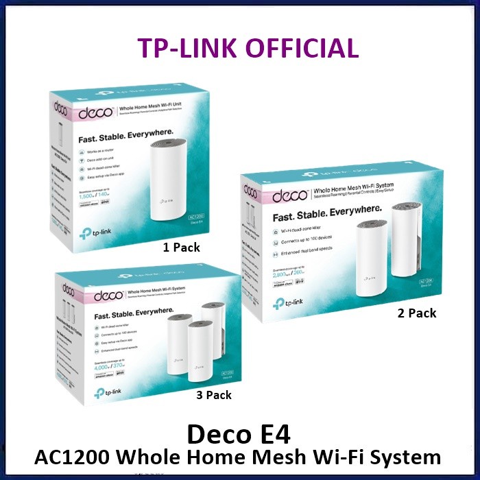 MESH ROUTER TP-LINK DECO E4 AC1200 WHOLE HOME MESH WIFI SYSTEM