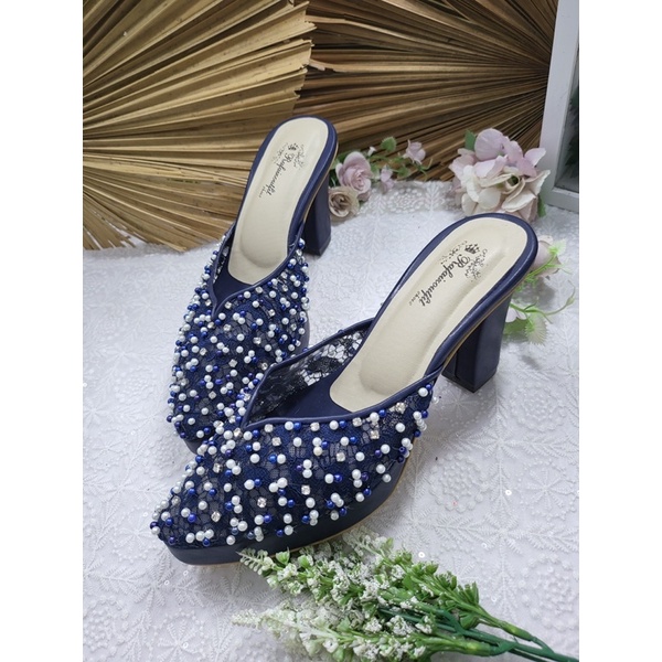 sepatu yasmika navy tinggi 9cm tahu