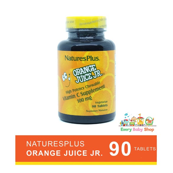 BPOM Nature's Plus ORANGE JUICE JR Vitamin C 100mg 90 Tab Suplemen Anak NaturesPlus Chewable Natures