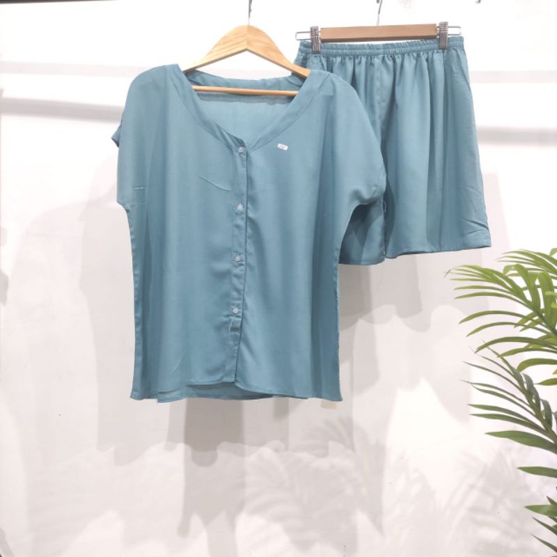 PIYAMA KANCING PENDEK HITS PIYAMA KANCIBG BUSUI | PIYAMA RAYON | HOMEWEAR-PDNK TOSCA
