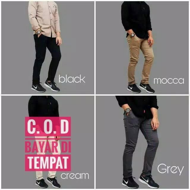 BIG PROMO..FASHIONS UKURAN JUMBO 27-38 CHINO BIG SIZE ABU TUA MOCCA BLACK CREAM