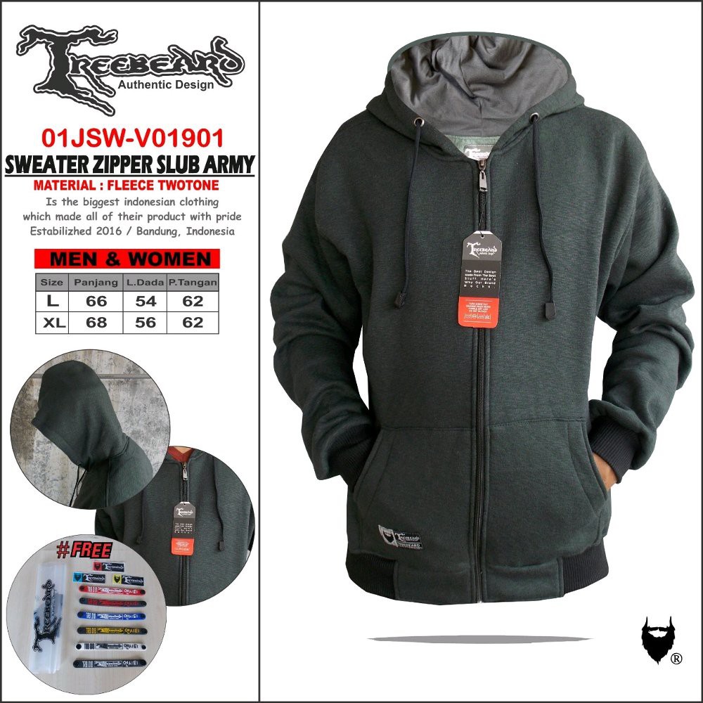 TERKEREN Jaket Pria Premium Treebeard Hoodie Jaket Kekinian