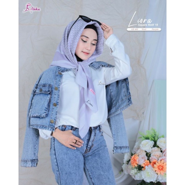 Liora square motif /Jilbab segi empat motif abika