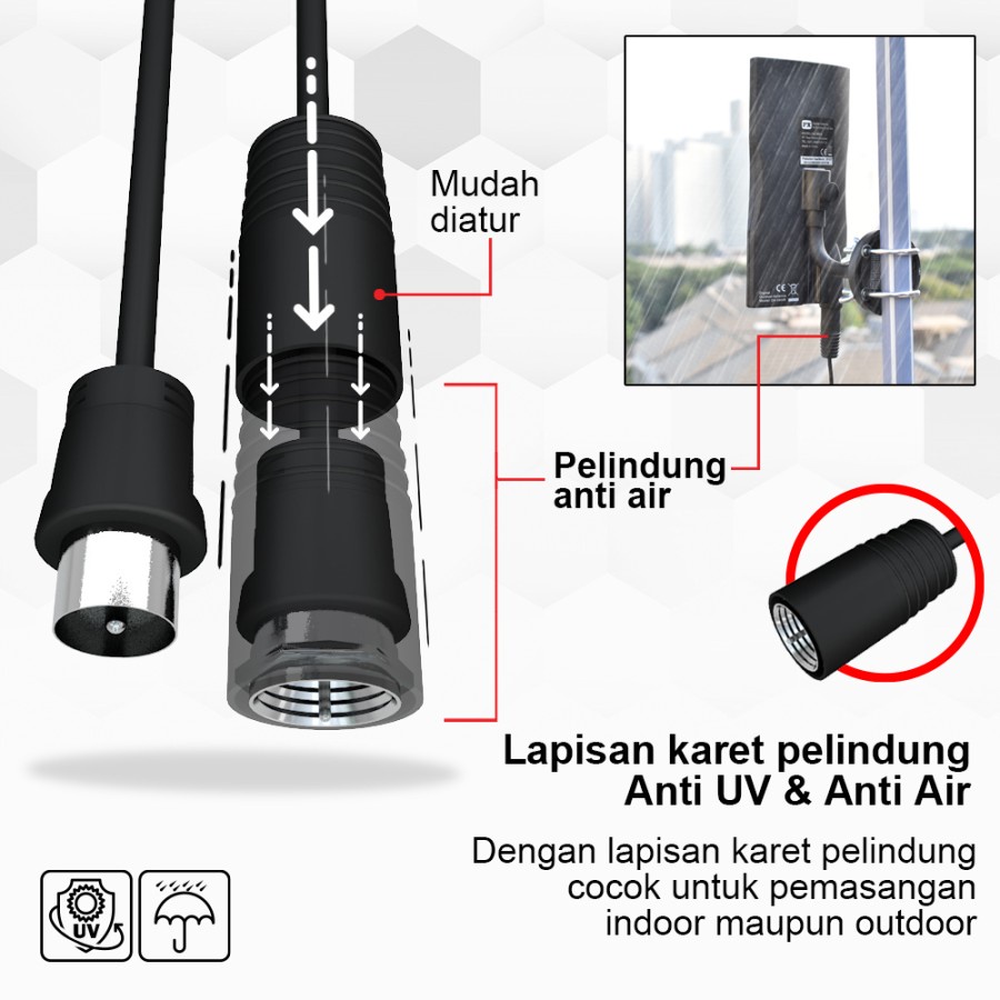 PX Coaxial Kabel Antena TV 12M Parabola Male To Male - Garansi Resmi PX