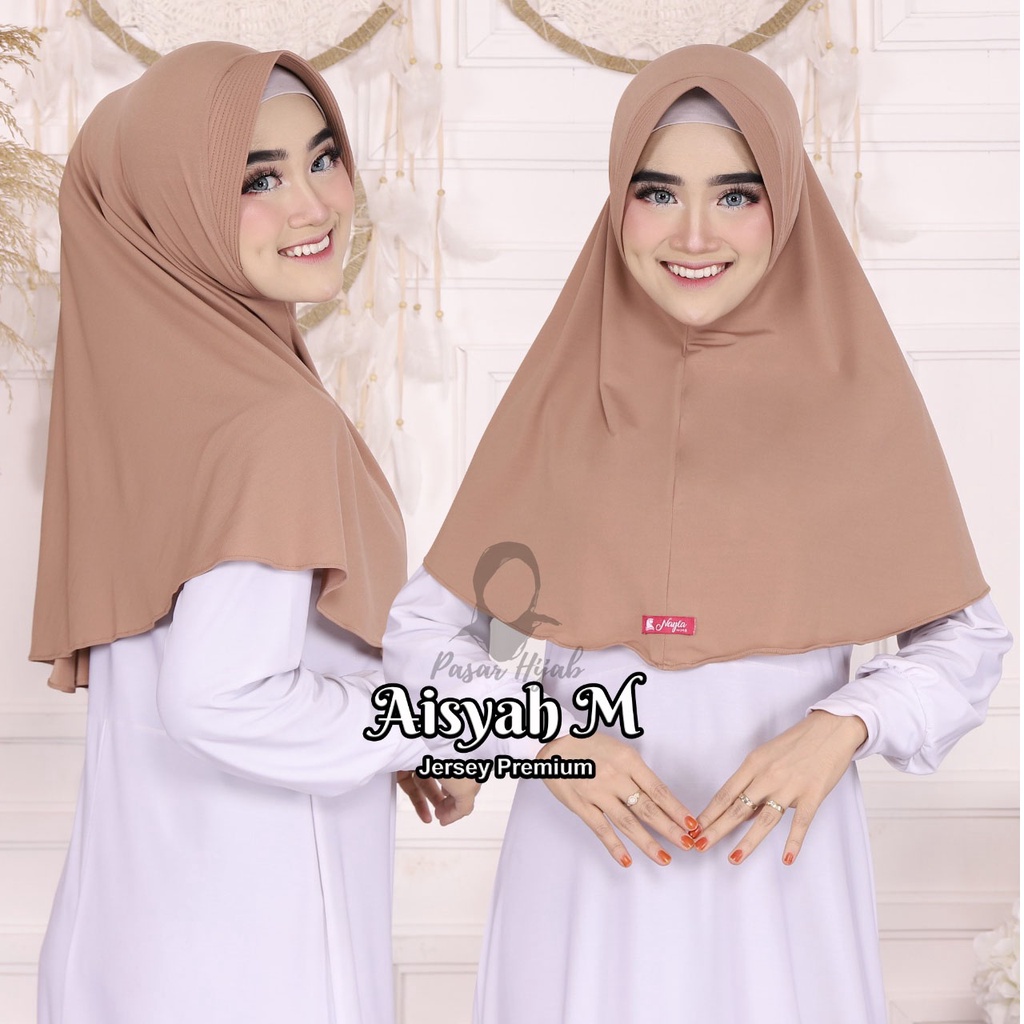 Hijab Instan Terbaru Jilbab Bergo Aisyah M,L,XL,XXL Kerudung Jumbo Jersey Premium Pasar Hija'b