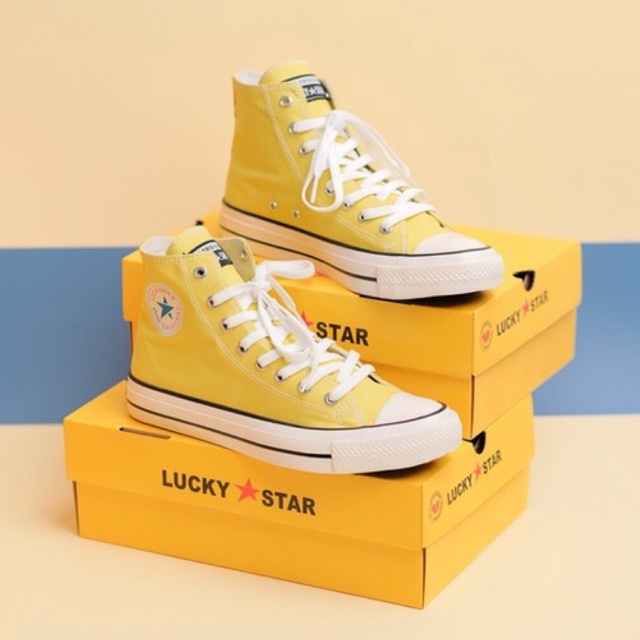 Lucky Star AF1 Hi Yellow/Natural Sepatu Sneakers Canvas Kasual