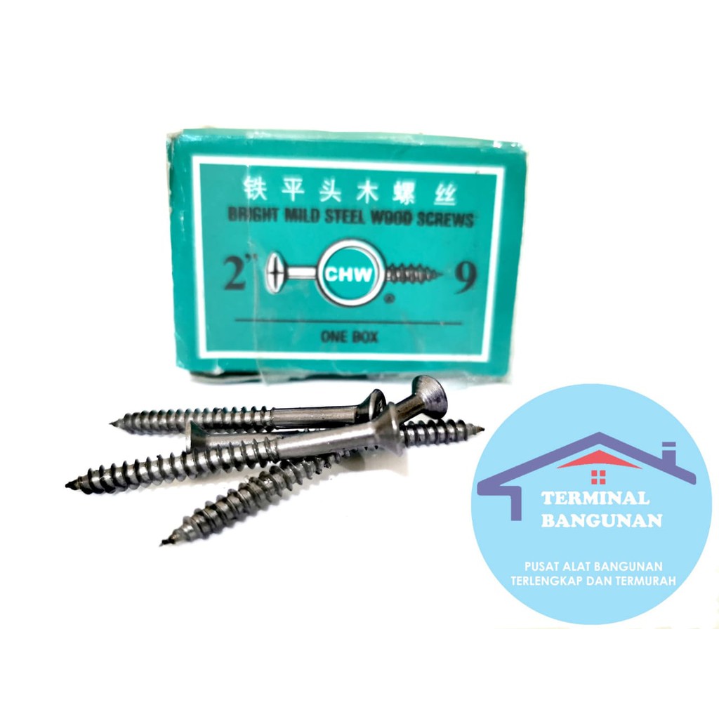 SKRUP KAYU CHW 2X9 GYPSUM HITAM PLUS
