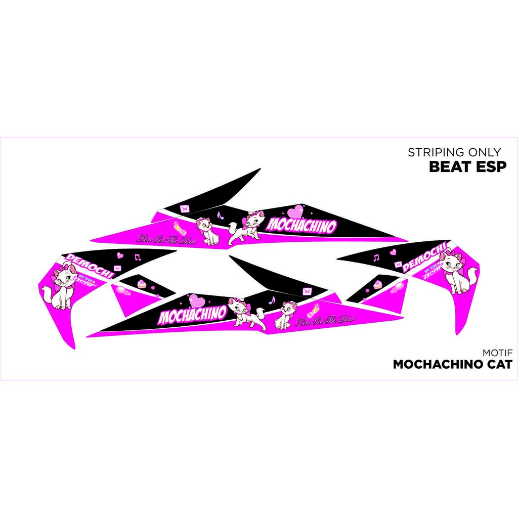 Striping Stiker variasi Motor Honda Beat ESP - Beat Street - MOCHACHINO CAT