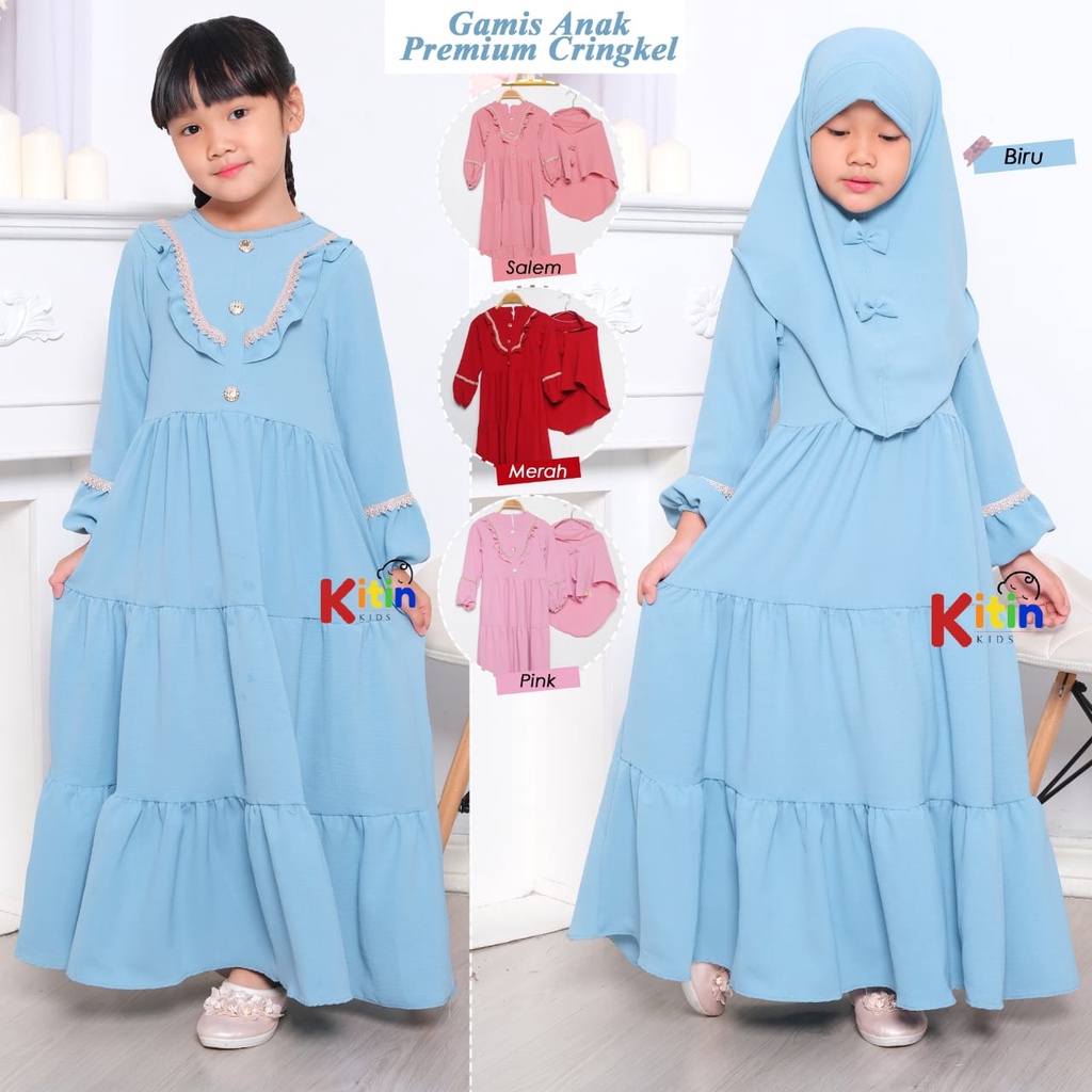 1-16 GAMIS ANAK CRINKLE URAGIRI PREMIUM / GAMIS KEKINIAN SET HIJAB / GAMIS SET PREMIUM BAHAN ADEM UK