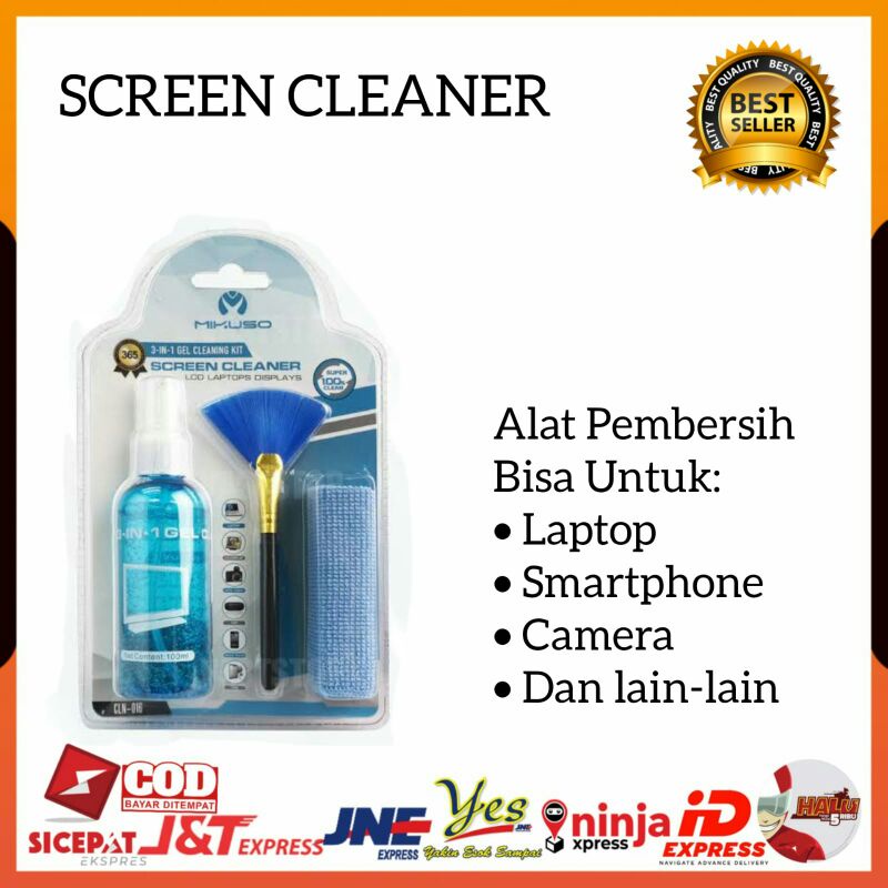 (COD) SATU PAKET SCREEN CLEANER ALAT PEMBERSIH LAPTOP KOMPUTER MONITOR LAYAR TV LCD LED HP LENSA CAMERA