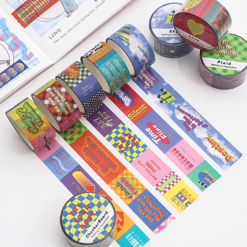 

1 roll Masking Tape Selotip PET Waterproof Seri Words Dekorasi Scrapbook Journal DIY