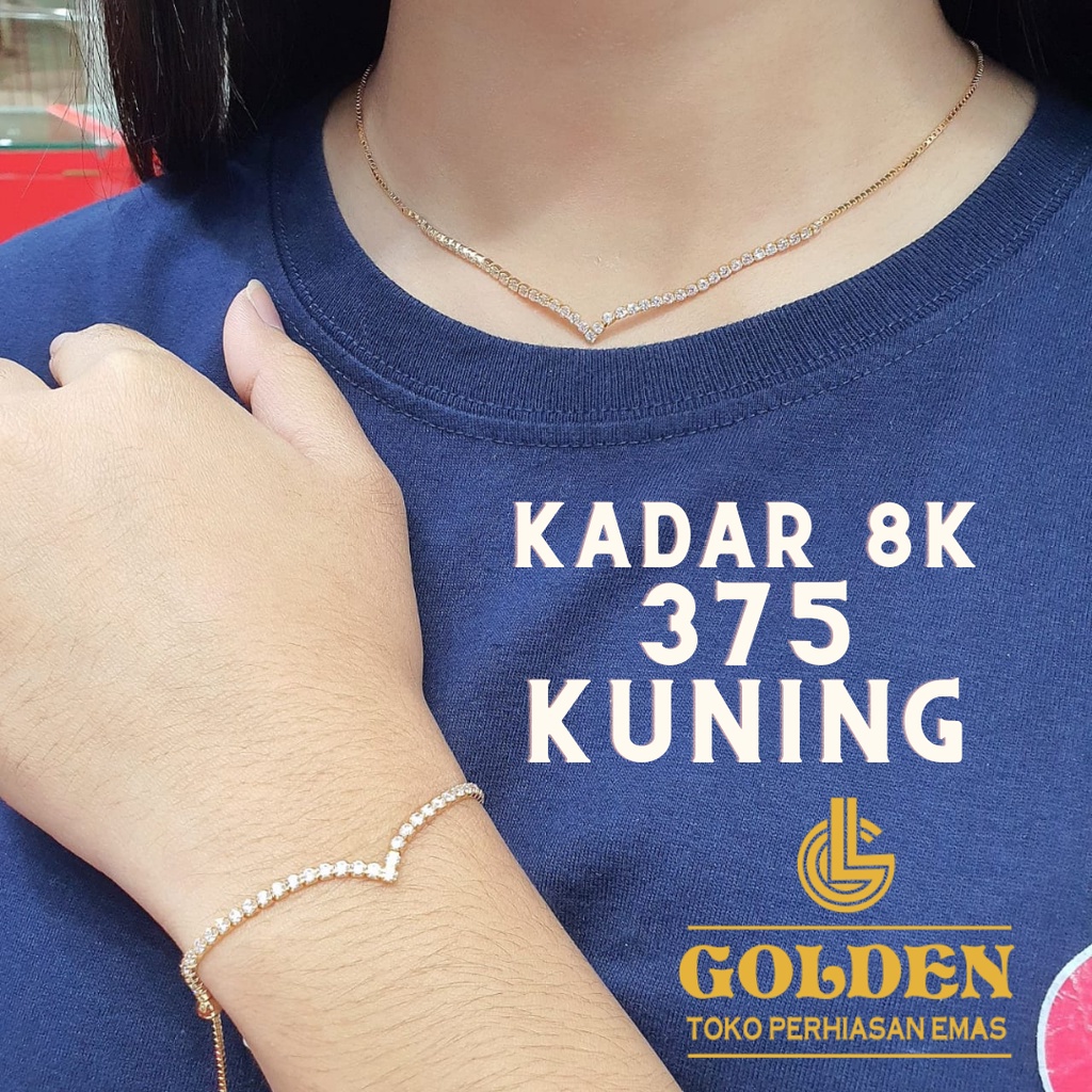 Gelang Kalung Serut Aurel vs Fuji Necklace Model variasi Kadar 8K 375 Emas Muda ASLI Warna Kuning Po