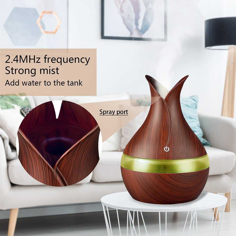 JUTAOHUI Air Humidifier Aromatherapy Oil Diffuser Wood 300ml - YX-188