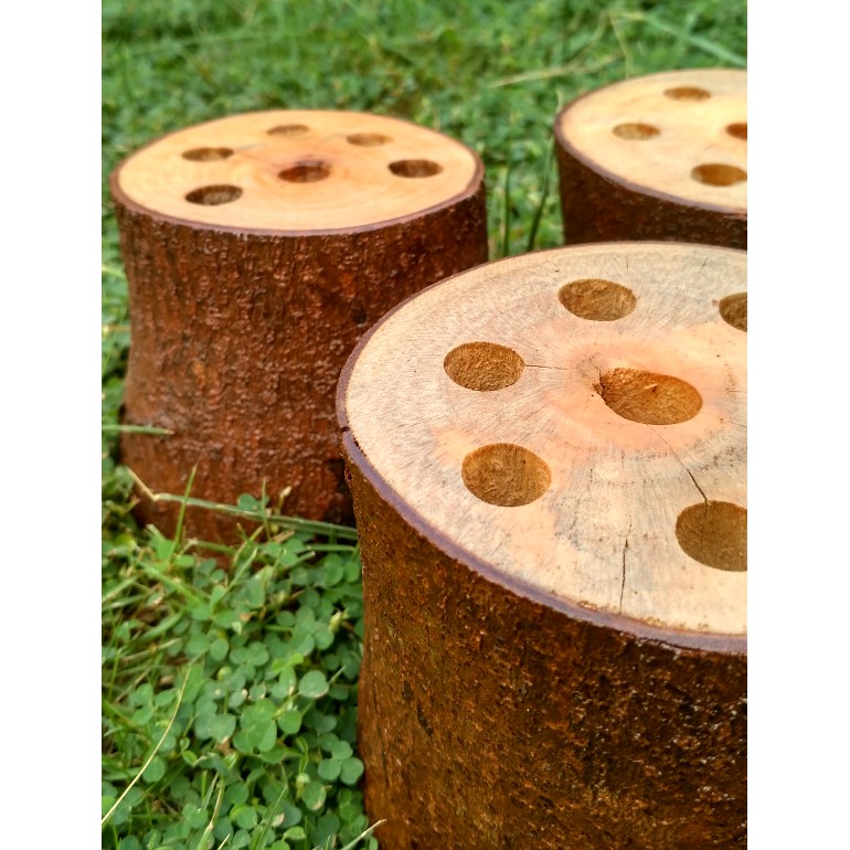 Tempat penyimpanan pensil pulpen kuas lukis kayu vintage craft rustic