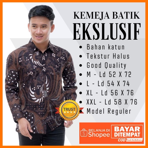 Kemeja Batik Pria Lengan Panjang size M L XL XXL motif PIANO Halus Berkualitas