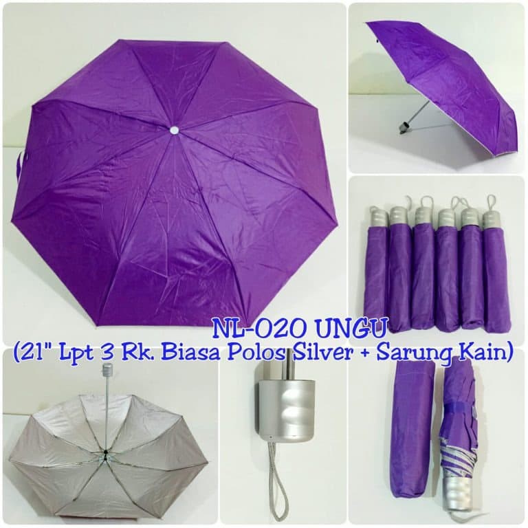 Payung Lipat 3 Polos Warna Dalam Silver Nagoya NL 020
