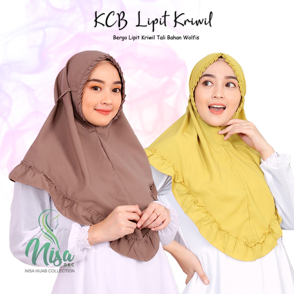 Jilbab Kriwil Lipit Tali - Hijab KCB Wolfis