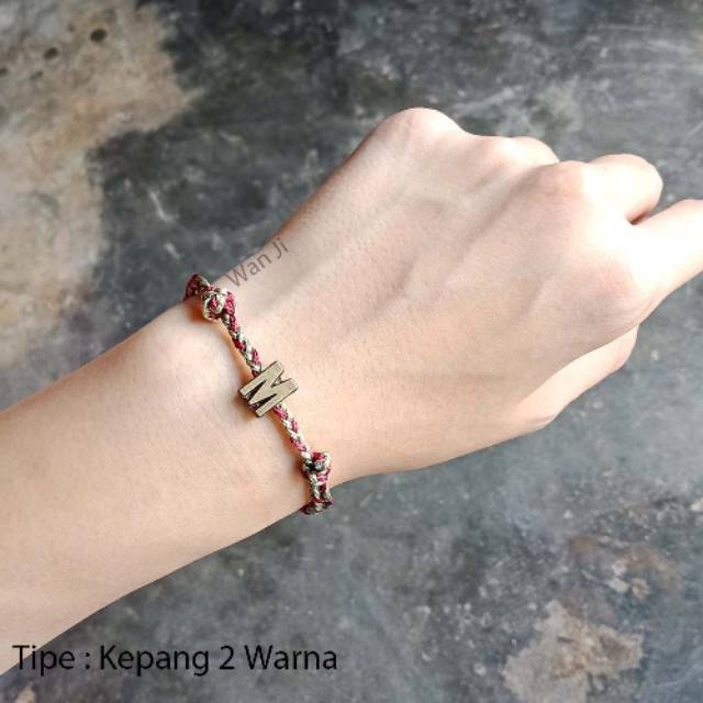 Gelang Inisial Nama Kepang Waterproof Custom 30 Pilihan Warna