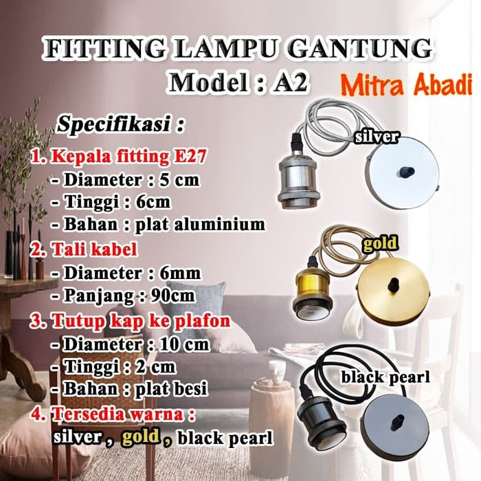 Fitting Lampu Gantung E27 Model A2