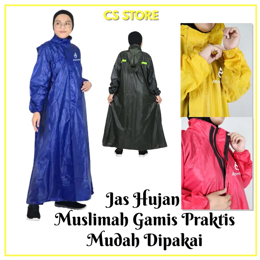 Jas Hujan Gamis Wanita Muslimah Perempuan Syari Mantel Hujan